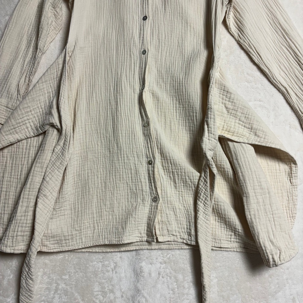 Rails Womens Nadia Tie Dress Size Medium Flax Cotton Gauze Long Sleeve Buttons - Picture 7 of 14